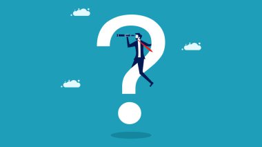 İş adamları soru işaretinde. Sorun çözme konsepti. İş konsepti. vektör 