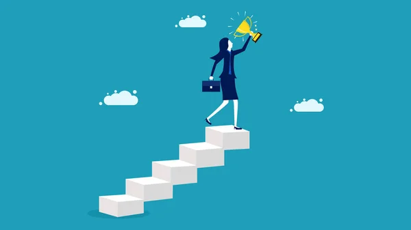 Επιχειρηματίας Επιτυχημένος Ελπίδα Για Επιτυχία Στις Επιχειρήσεις Ανεβείτε Τις Σκάλες — Διανυσματικό Αρχείο