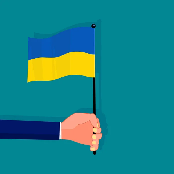 People Hold Ukrainian Flag Ukraine Banner National Day Modern Design — Vetor de Stock