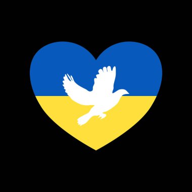 Uçan kuş barışın sembolüdür. Ukrayna 'ya destek. vektör illüstrasyonu