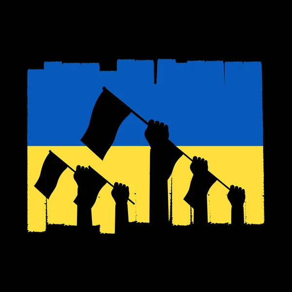 Raise Your Hand Ukrainian Symbol Concept War Ukraine Support Ukraine — Vetor de Stock