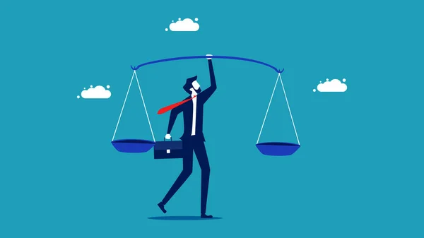 Businessman Holding Scales Business Justice Concept Vector Illustration — Stock vektor