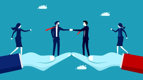 Businessmen Shaking Hands Collaboration Concept Agree Benefits Vector — Stockvector