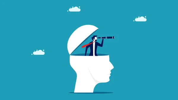 Use Binoculars See Your Business Vision Brain Sees Business Opportunity — 스톡 벡터