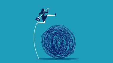 İş kadınları sorunların üstesinden gelir. Kaostan kaçmak. Vektör çizimi. iş kavramı