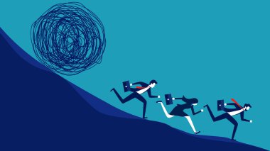 İş adamları beladan ya da kaostan kaçar. Konsept iş vektör illüstrasyonu. kaos kavramı