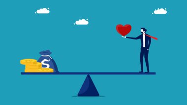 Sağlıkla parayı karşılaştır. Hayat kavramı paradan daha değerlidir. Vektör çizimi. iş kavramı