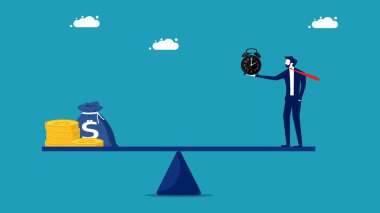 Zamanla parayı karşılaştır. Zaman değeri kavramı. vektör illüstrasyonu