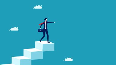 There is a vision and lack of a future. Businessman pointing his finger forward. business concept. vector