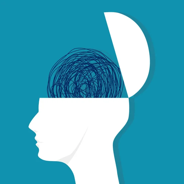 Head Brain Chaos Brain Has Problem Vector Illustration Business Concept — Διανυσματικό Αρχείο