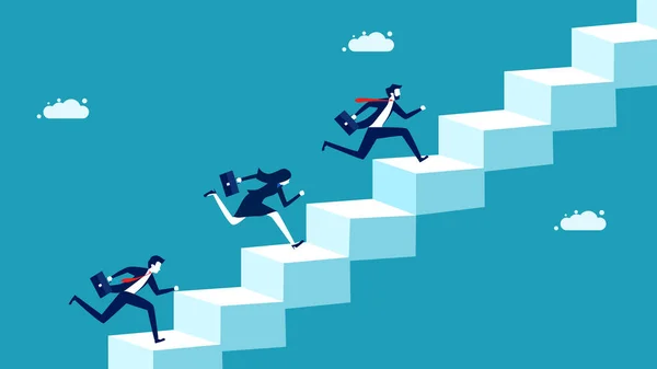 Business Competition Businessman Running Ladder Success Vector — Vector de stock