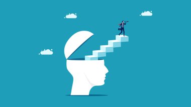 İş görüşü. Beyin bir iş fırsatı görür. iş konsepti vektör illüstrasyonu