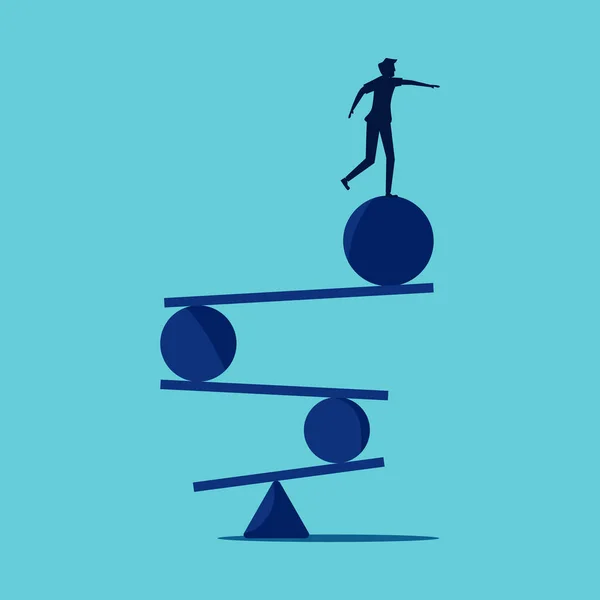Balance Business Man Maintains Balance Life Work Vector Illustration — Stockvector
