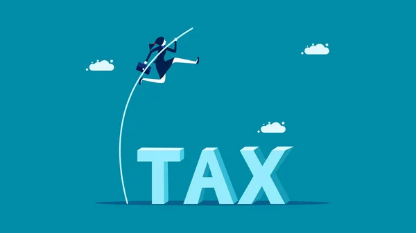 Tax Concept Business Woman Jumping Tax Messages Business Concept Vector — Διανυσματικό Αρχείο