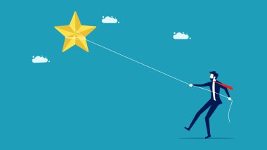  Kariyer başarısı. Bir iş adamı yıldızları indiriyor. iş konsepti vektörü