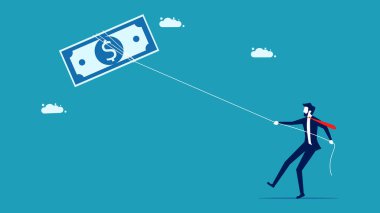 Masrafları kontrol et. İş kadını banknotları söküyor. iş konsepti vektörü