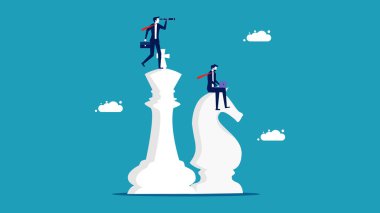 Çalışma stratejisi konsepti. Strateji üzerinde çalışan bir iş adamı. iş konsepti vektör illüstrasyonu