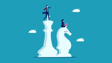 Çalışma stratejisi konsepti. Strateji üzerinde çalışan bir iş adamı. iş konsepti vektör illüstrasyonu