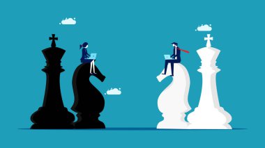 Strateji sektörü. Bir iş ekibi ve piyasa araştırması var. Beyin meditasyonla çalışır. vektör illüstrasyonu