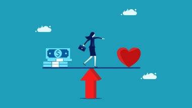 İş ve hayatı dengelemek. İş adamları hayatlarını dengede tutarlar. iş konsepti vektör illüstrasyonu