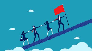 Takım çalışması ve başarı iş adamları başarı için birlikte çalışırlar. iş konsepti vektör illüstrasyonu