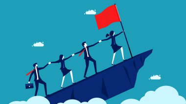 Takım çalışması ve başarı iş adamları başarı için birlikte çalışırlar. iş konsepti vektör illüstrasyonu