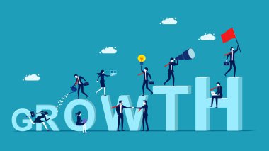 İş büyümesi. Başarılı iş adamları birlikte çalışır. iş konsepti vektör illüstrasyonu