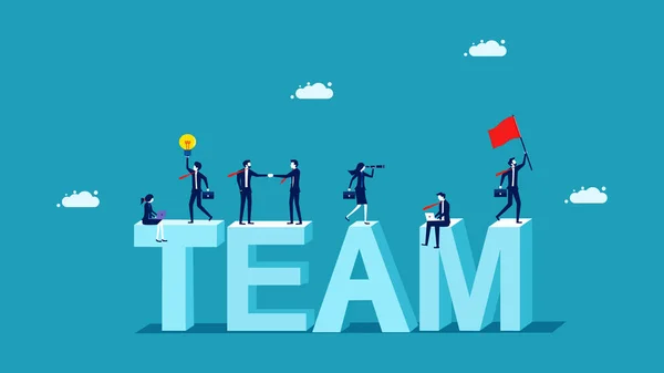 Team Work Successful Businessmen Work Together Business Concept Vector Illustration — Stock Vector