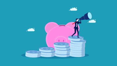 Artan yatırımlara ve tasarruflara bakın. Yatırımları yöneten domuzcuk kumbarası ile gümüş para yığını büyütmek