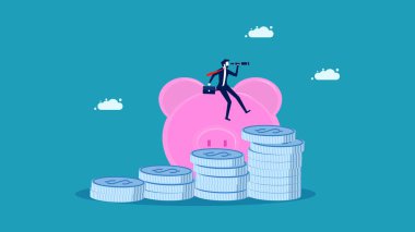 Artan yatırımlara ve tasarruflara bakın. Yatırımları yöneten domuzcuk kumbarası ile gümüş para yığını büyütmek