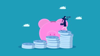 Artan yatırımlara ve tasarruflara bakın. Yatırımları yöneten domuzcuk kumbarası ile gümüş para yığını büyütmek