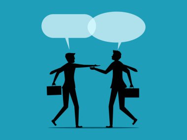 Tanışmak ve konuşmak. Çalışanlar toplanır ve iş hakkında konuşurlar. iş konsepti vektör silueti