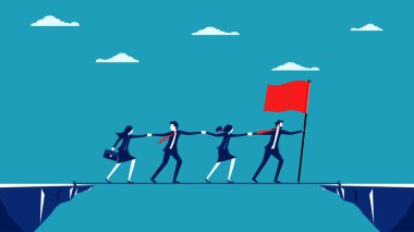  Liderler kriz anında bir örgüte liderlik ederler. Kriz süresince birlikte çalışan bir iş adamı. iş kavramı 