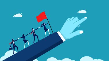 Kadın liderler krizlerde örgütlere önderlik ederler. İş kadınları kriz anlarında birlikte çalışırlar. iş konsepti vektörü