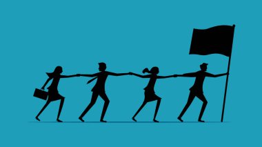 Liderler kriz anında bir örgüte liderlik ederler. Krizlerde birlikte çalışan bir iş adamı. Siluet İş Konsepti 