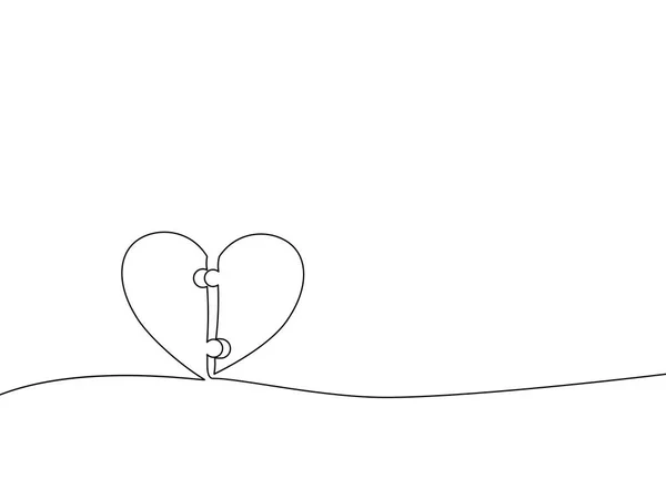 Dessinez Une Ligne Continue Puzzles Cœur Connexion Concept Entreprise Illustration — Image vectorielle