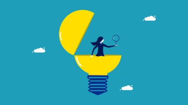 Ara ve analiz et. Yaratıcı ve istihbarat analisti. iş konsepti vektör illüstrasyonu