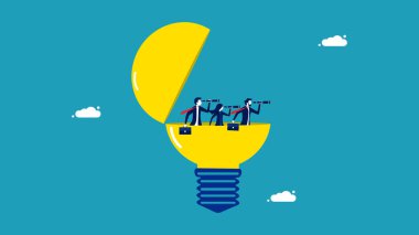 Fırsatları yaratıcı bir şekilde bul. Büyük vizyonu olan bir iş adamı. iş konsepti vektör illüstrasyonu