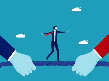 Yarışma. İş adamlarının birbirleriyle dövüşmesi yasaktır. iş konsepti vektörü