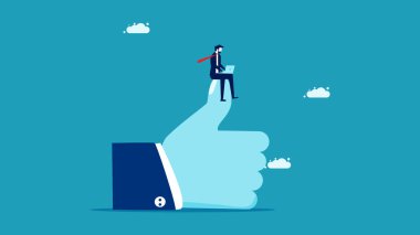 Yetenekli bir iş adamı. İş adamları iş kavramını sevdiğine dair bir işaret üzerinde çalışır. 