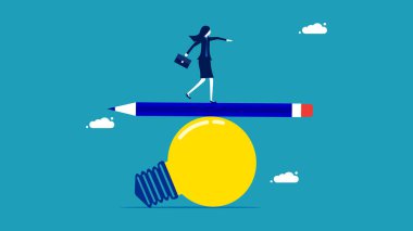 Bilişsel Psikoloji. İş adamları yaratıcılığı dengeler. Eşitlik. iş konsepti vektör illüstrasyonu