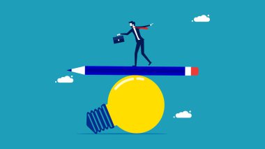 Bilişsel Psikoloji. İş adamları yaratıcılığı dengeler. Eşitlik. iş konsepti vektör illüstrasyonu