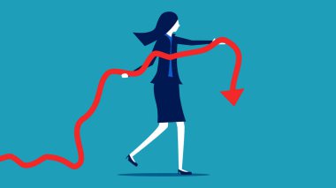Ekonomi çöküşte. Kriz grafiği tutan bir iş kadını. finans ve yatırım