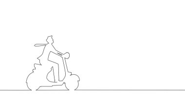 İleriye yolculuk. Yol boyunca motosiklet kullanan bir iş adamı. İş fikri. vektör