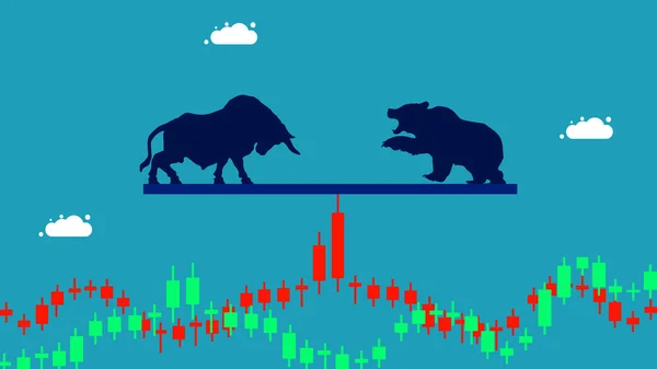 Volatilidade Das Acções Mercado Ursos Mercado Touros Ilustração Vetor Conceito — Vetor de Stock