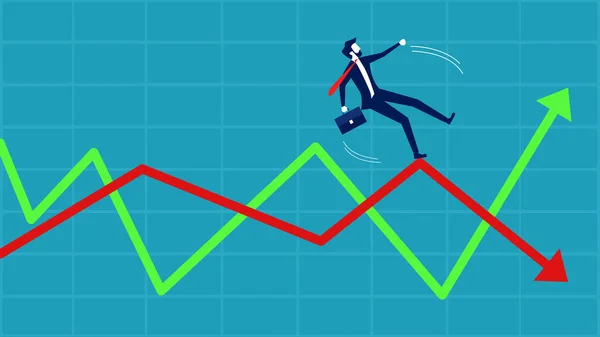 Der Aktienmarkt Schwankt Instabiler Wirtschaftlicher Aktienindex Vektor Illustration Eps — Stockvektor