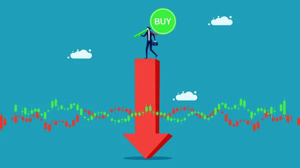 Comprando Ações Mercado Baixo Ilustração Vetor Conceito Financeiro Investimento — Vetor de Stock