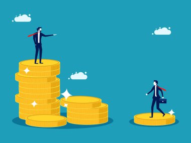 Finansal eşitsizlik. Farklı maaşları olan zengin ve fakir. iş konsepti vektör illüstrasyonu