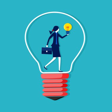 Yaratıcı ampulde yaratıcı düşünür. iş konsepti vektör illüstrasyonu