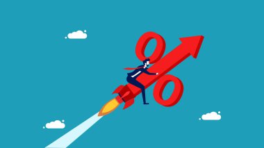 Faiz oranları artıyor. Federal veya Amerikan Merkez Bankası 'nın para politikası. KDV vektör illüstrasyonu